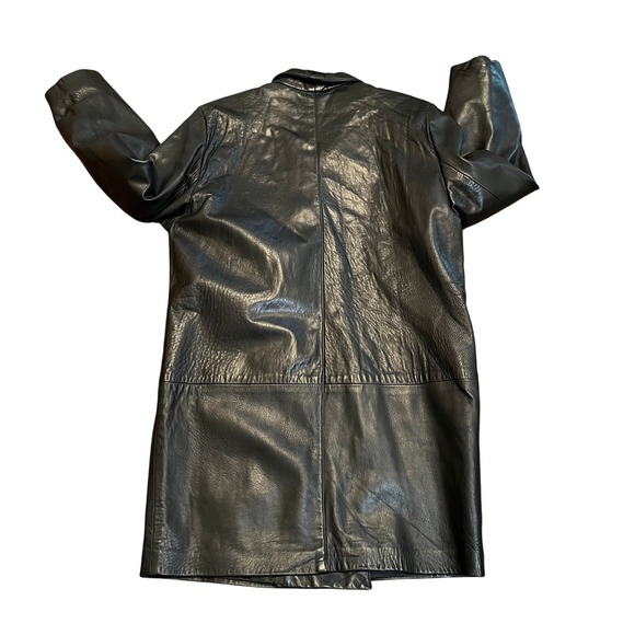 Vintage Saks Fifth Avenue Black Leather Coat Blazer Jacket Womens Size 12 - Picture 16 of 16